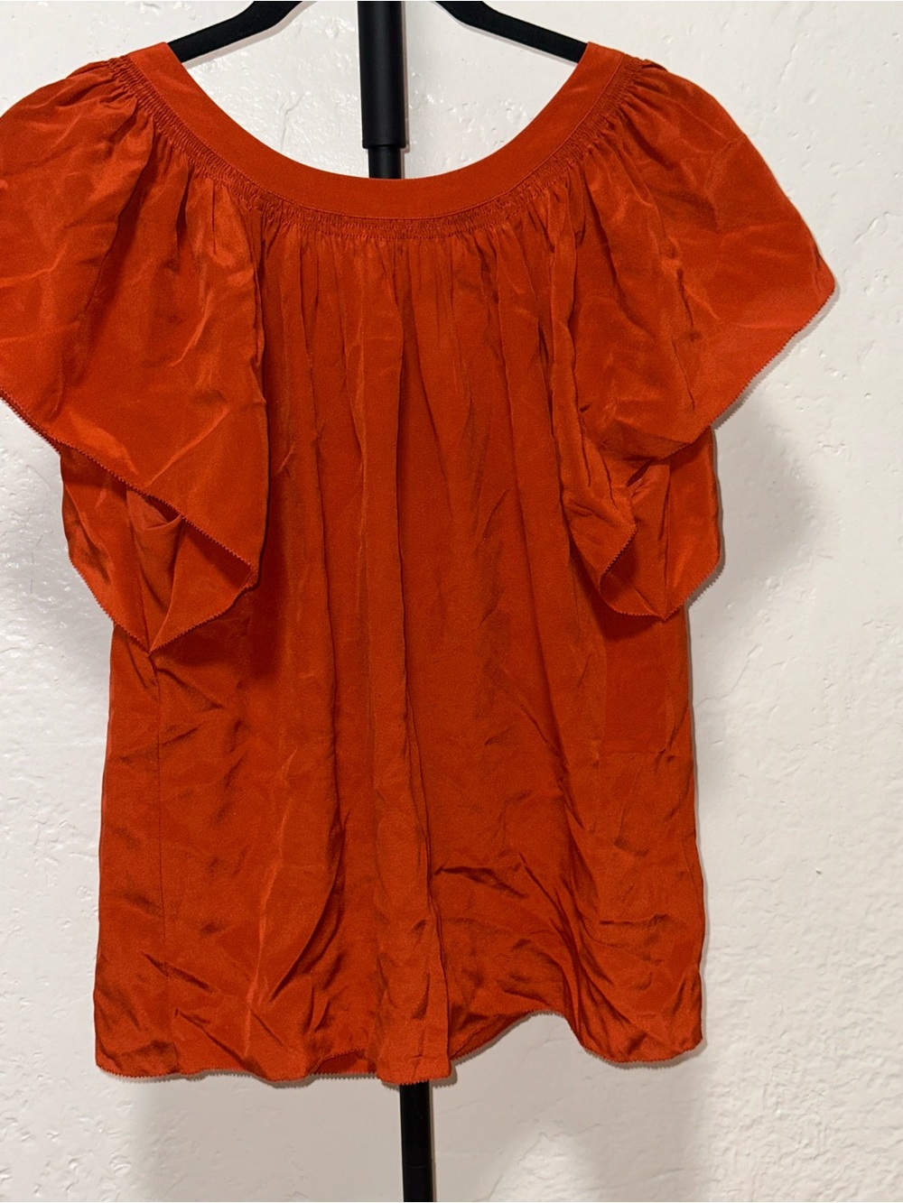 Rebecca Taylor Orange Ruffled Sleeve Blouse